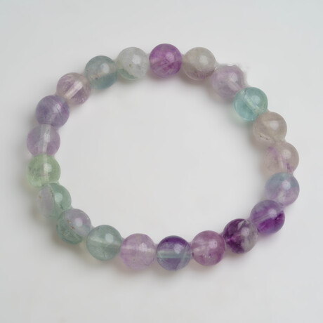 Genuine Flourite 8mm Beaded Stretch Bracelet