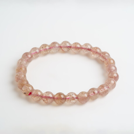 Genuine Strawberry Quartz 6mmmm Beaded Stretch Bracelet