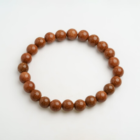 Genuine Goldstone 8mm Beaded Stretch Bracelet