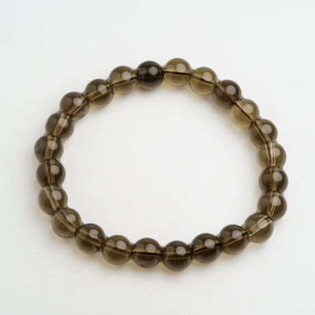 Genuine Smoky Quartz 8mm Beaded Stretch Bracelet