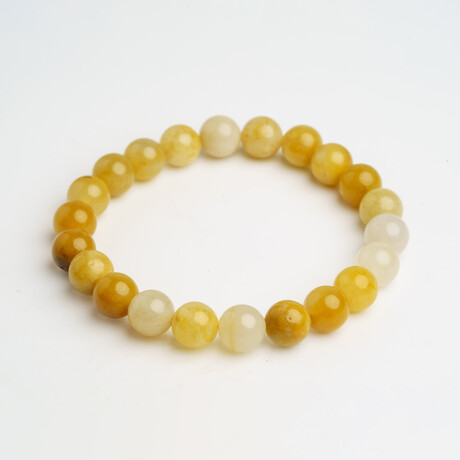 Genuine Yellow Jade 8mm Beaded Stretch Bracelet