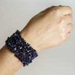 Genuine Purple Goldstone Cuff Gem Bracelet