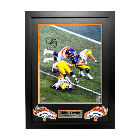 John Elway Autographed Denver Broncos 16x20 Helicopter Framed Photo