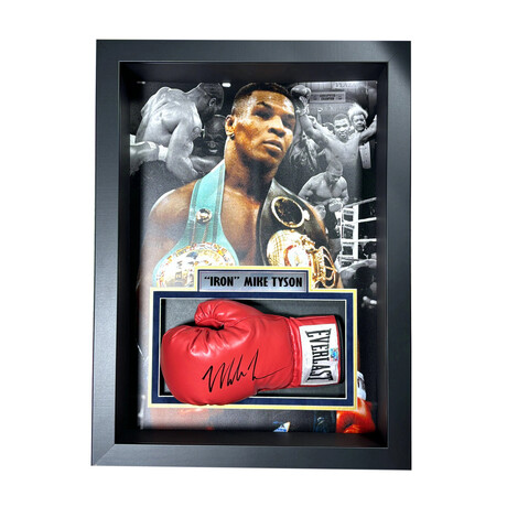 Mike Tyson Autographed Boxing Glove Framed Shadowbox Collage