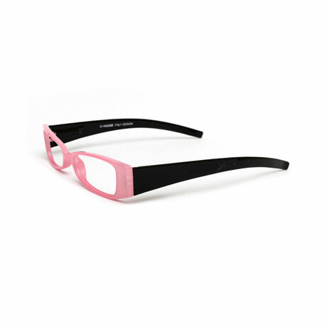 Women's // Rectangular Reading Glasses // Pink & Black (Clear Demo Lens)