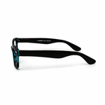 Unisex // Square Reading Glasses // Blue Tortoise & Black (Clear Demo Lens)