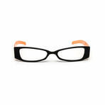 Unisex // Rectangular Reading Glasses // Black & Orange (Clear Demo Lens)