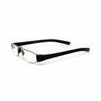 Men's // Rectangular Reading Glasses // Navy Rubberized (Clear +1.00)