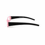 Women's // Rectangular Reading Glasses // Pink & Black (Clear Demo Lens)