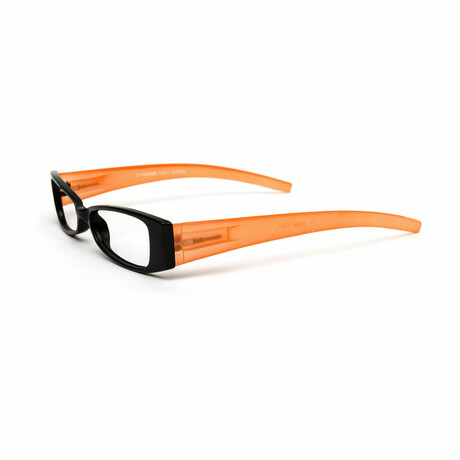 Unisex // Rectangular Reading Glasses // Black & Orange (Clear Demo Lens)