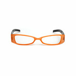 Unisex // Rectangular Reading Glasses // Orange & Black (Clear Demo Lens)