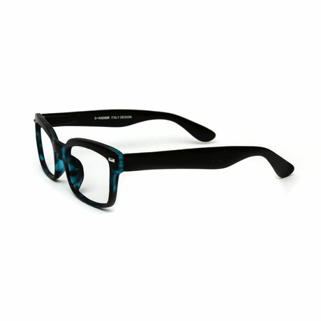 Unisex // Square Reading Glasses // Blue Tortoise & Black (Clear Demo Lens)