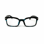 Unisex // Square Reading Glasses // Blue Tortoise & Black (Clear Demo Lens)