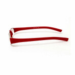 Men's // Rectangular Reading Glasses // Red Rubberized (Clear +1.00)