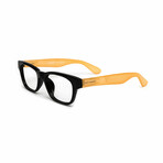 Unisex // Wayfarer Reading Glasses // Black & Orange (Clear Demo Lens)