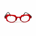 Unisex // Square Reading Glasses // Red & Black (Clear Demo Lens)