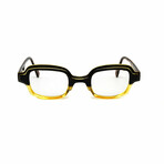 Unisex // Square Reading Glasses // Yellow Tortoise & Black (Clear Demo Lens)