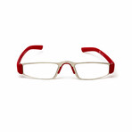 Men's // Rectangular Reading Glasses // Red Rubberized (Clear +1.00)