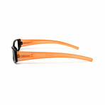 Unisex // Rectangular Reading Glasses // Black & Orange (Clear Demo Lens)