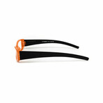 Unisex // Rectangular Reading Glasses // Orange & Black (Clear Demo Lens)