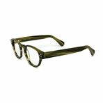 Unisex // Round Acetate Reading Glasses // Brushed Green (Clear Demo Lens)