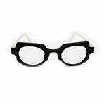 Unisex // Square Reading Glasses // Black & Frosted Clear (Clear Demo Lens)