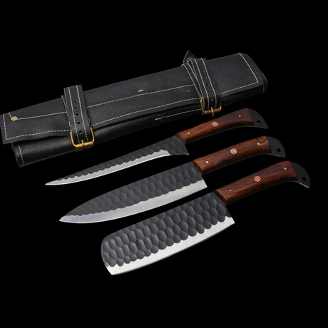 D2 Steel Black Finish Set Of 3 Chef Knives