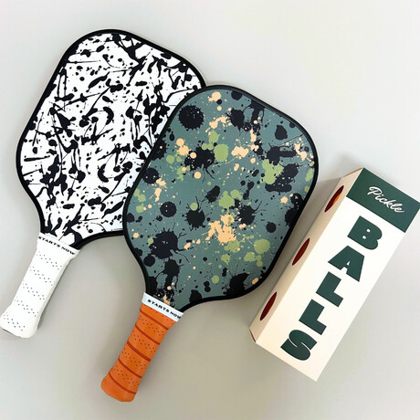 Camo + White Splatter Paint Classic Pickleball Set