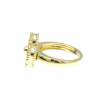 Van Cleef & Arpels // 18k Yellow Gold Vintage Alhambra Diamond + Mother of Pearl Ring // Ring Size: 5.25 // Store Display