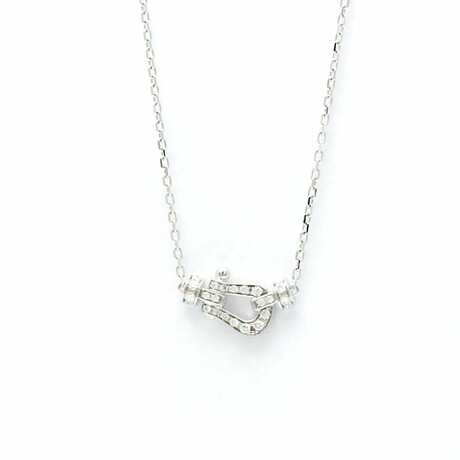 Fred // 18k White Gold Force Diamond Necklace // 14.96"-15.74" // Store Display