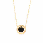 Tiffany & Co. // 18k Rose Gold Diamond + Onyx T-Two Circle Pendant Necklace // 15.94"-17.91" // Store Display