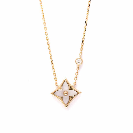 Louis Vuitton // 18k Rose Gold Pandantif Star Blossom Diamond + Mother of Pearl Pendant Necklace // 15.94" // Store Display