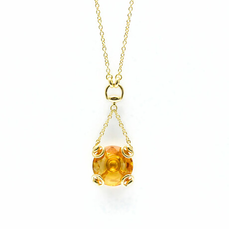 Gucci // 18k Yellow Gold Horsebit Citrine Pendant Necklace // 19.29" // Store Display