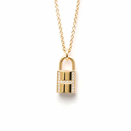 Hermes // 18k Rose Gold Kelly Cadena Diamond Pendant Necklace // 14.96"-15.74" // Store Display