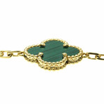 Van Cleef & Arpels // 18k Yellow Gold Vintage Alhambra Malachite Charm Bracelet // 7.28" // Store Display