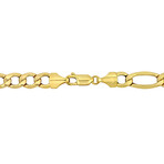 Men's 7mm Figaro Chain Bracelet in 10k Yellow Gold // 9 in