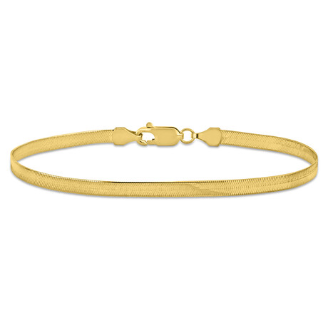 Men's 3.5mm Flex Herringbone Chain Bracelet in 10k Yellow Gold // 9 in