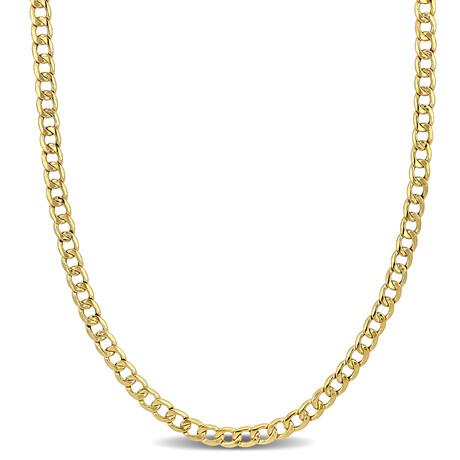 Men's 4mm Curb Link Chain Necklace in 14k Yellow Gold // 22 in