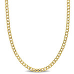 Men's 4mm Curb Link Chain Necklace in 14k Yellow Gold // 22 in