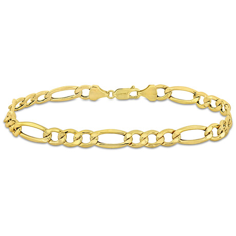 Men's 7mm Figaro Chain Bracelet in 10k Yellow Gold // 9 in