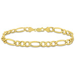 Men's 7mm Figaro Chain Bracelet in 10k Yellow Gold // 9 in