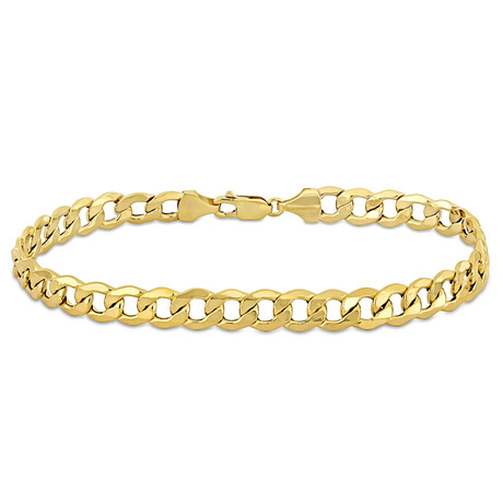 Men's 7mm Curb Link Chain Bracelet in 10k Yellow Gold // 9 in