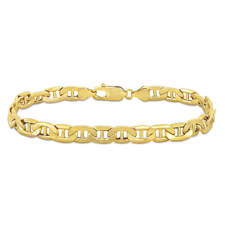 Men's 7mm Mariner Link Chain Bracelet in 10k Yellow Gold // 9 in