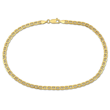 Men's 3.3mm Marine Link Chain Bracelet in 10k Yellow Gold // 10 in