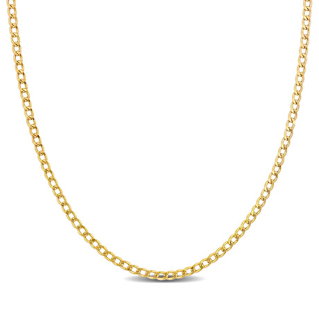 Men's 2.3mm Curb Link Chain Necklace in 10k Yellow Gold // 24 in