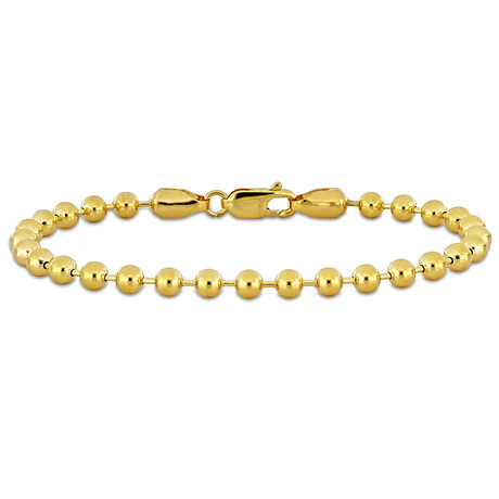 Men's 4mm Ball Bead Chain Bracelet in 14k Yellow Gold // 9.25 in