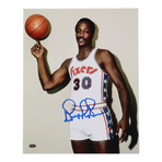 George McGinnis // Signed Philadelphia 76ers Jersey Inscribed "HOF 2017" (JSA) + Signed ABA Indiana Pacer Jersey Inscribed "HOF 2017" (JSA) + Signed Philadelphia 76ers 8x10 Photo (MCSE)