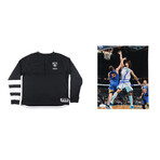 Unsigned Brook Lopez Game-Used Brooklyn Nets Warm-Up Jacket (Steiner & Fanatics) + Robin Lopez Signed Charlotte Hornets 8x10 Photo (JSA)