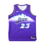 Lauri Markkanen // Signed Nike Utah Jazz Jersey (PSA) + Signed Utah Jazz 8x10 Photo (PSA) + Unsigned 2019-2020 Utah Jazz Team-Issued Nike Shorts (Fanatics)