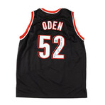 Greg Oden // Signed Portland Trailblazers Jersey Inscribed "2007 #1 Draft Pick" (Playball Ink) + Signed Ohio St Buckeyes Jersey Inscribed "07 All-American" (Playball Ink)